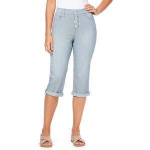 NWT Gloria Vanderbilt Women's Railroad Stripe Straight Capri Pant sz 16